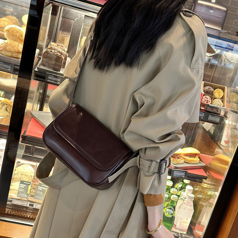 Women's Cowhide Advanced Texture Trendy Leather Packet Shoulder Bags