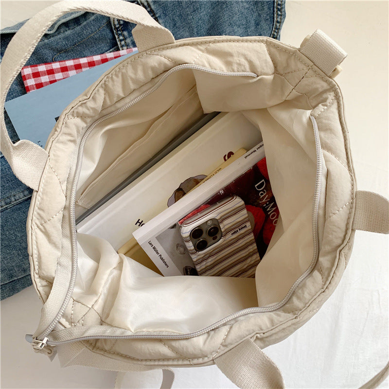 Textured Down Commuter Large Capacity Campus Class Commute Women's Handbag