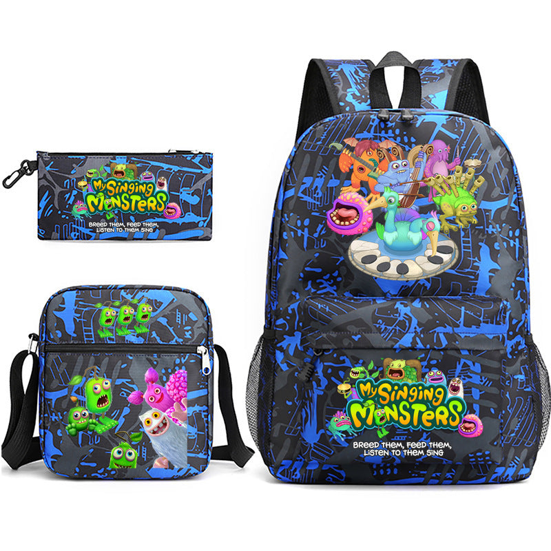 Game Monster Concert Pencil Three-piece Set Backpacks