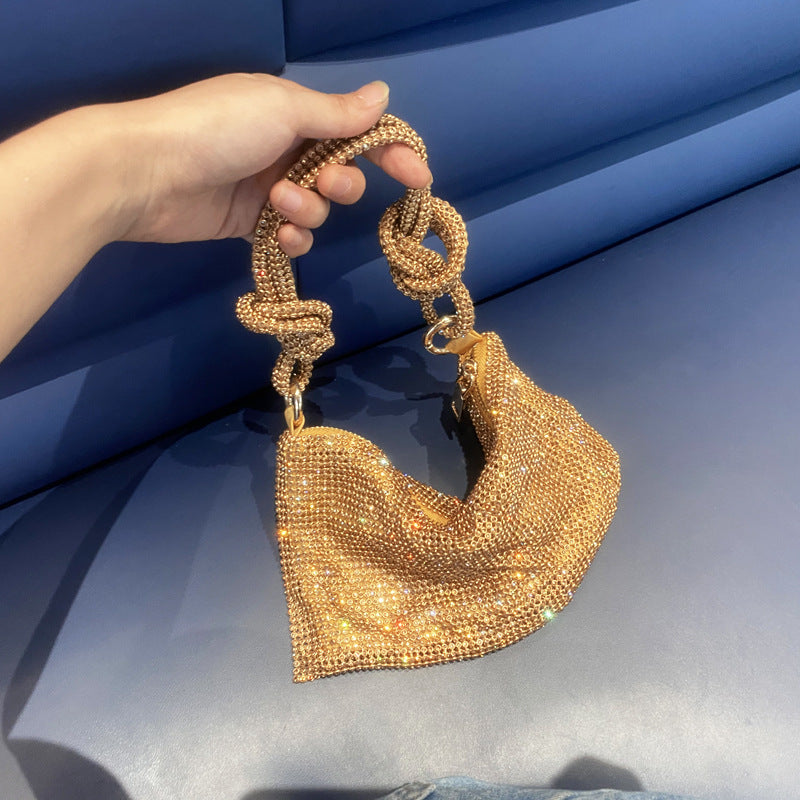 Attractive Women's Rhinestone Underarm Pink Clutch Shoulder Bags