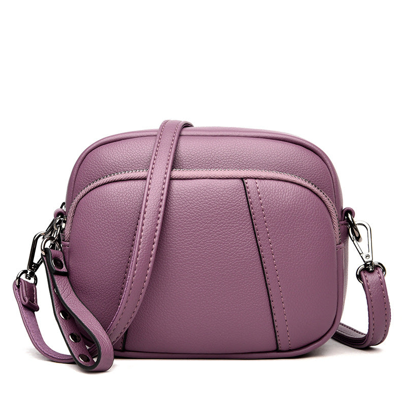 Leather Soft Female Fashion Round Large Crossbody Bags