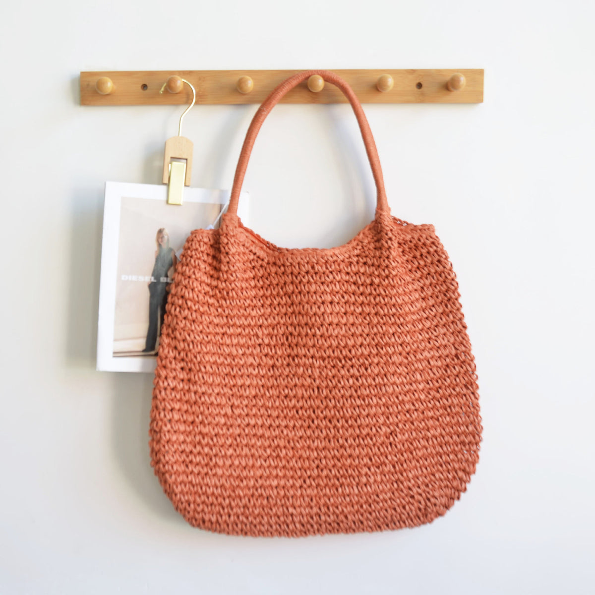 Capacity Straw Simple Style Commuter Hand Women's Shoulder Bag