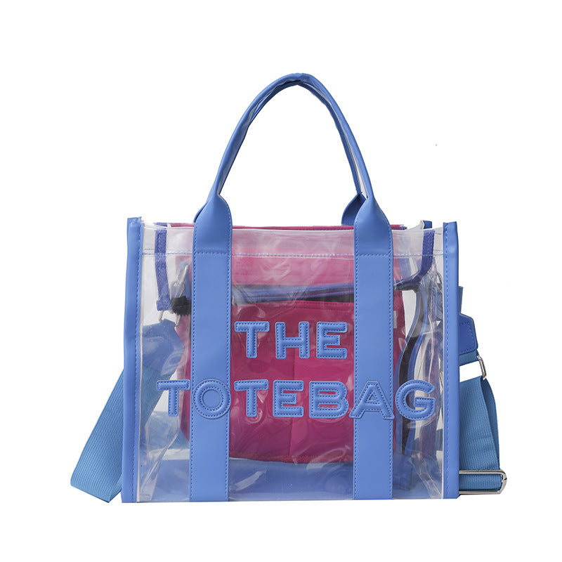 Women's Fashion Transparent Letter Beach Large Capacity Bags