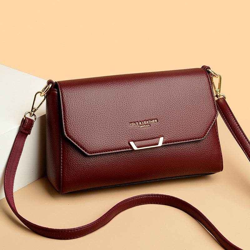 Fashion Soft Leather Portable Mother Texture Small Square Bags