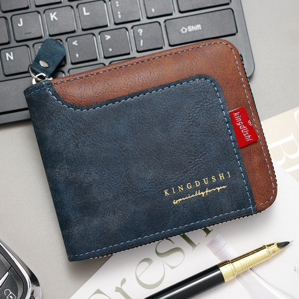 Men's Contrast Short Multiple Slots Chain Hinge Men's Wallet