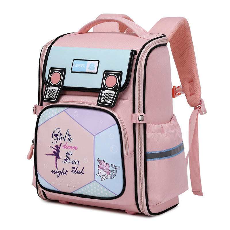 Vertical Fashion Cartoon Primary Grade Spine Elementary School Students' Schoolbags