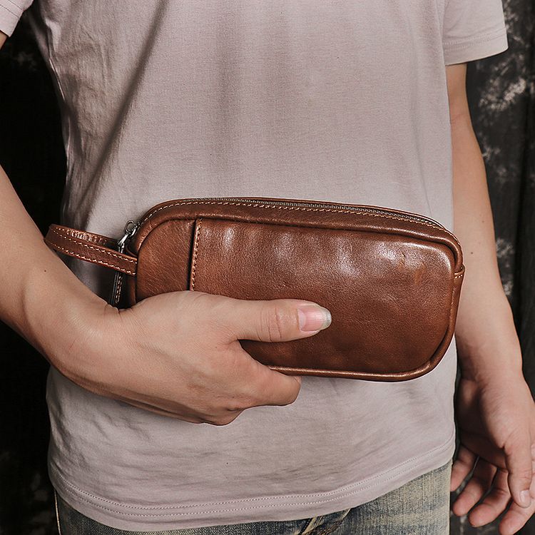 Women's & Men's Retro Genuine Leather Clutch First Layer Large Capacity Men's Handbags