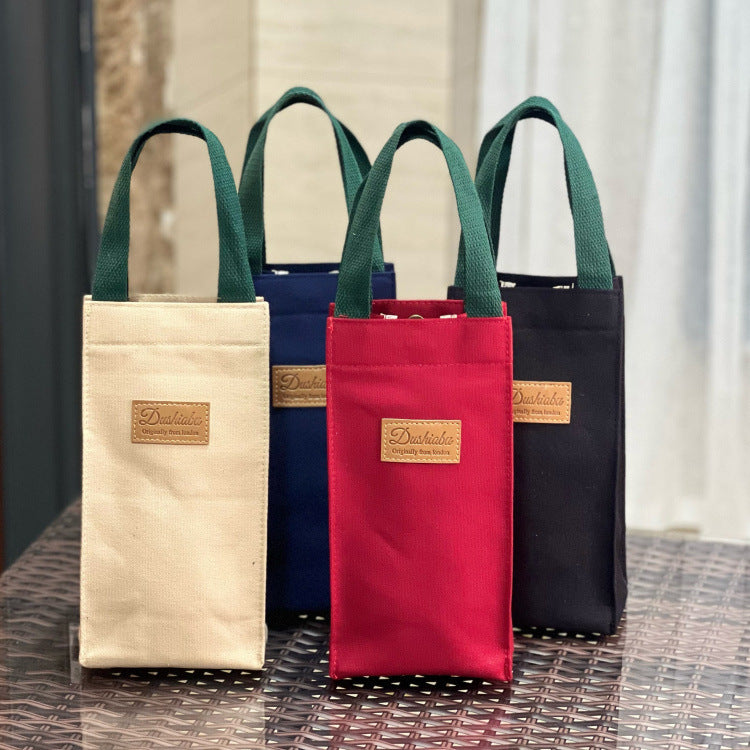 Simple Canvas Portable Water Cup Braised Thermos Women's Handbag
