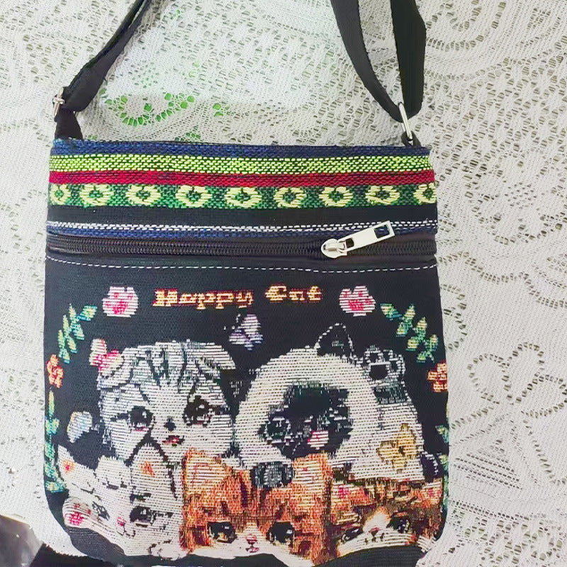 Women's Elephant Owl Shopping Canvas Trendy Women's Messenger Bag
