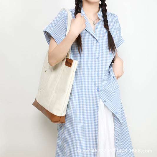 Spring Korean Style Simple Denim Commuter Large Shoulder Bags