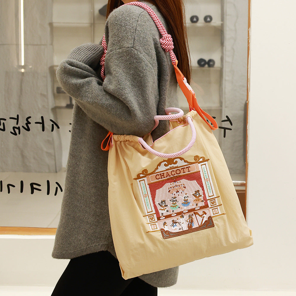 Women's Cartoon Waterproof Nylon Needle Embroidery Fashion Commuter Bags