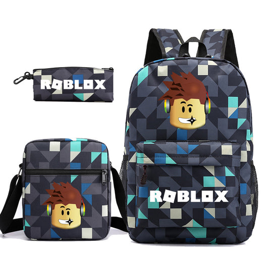 Game Unisex Pencil Three-piece Computer Campus Middle School Students' Schoolbags