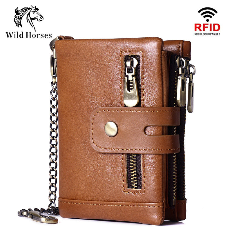 Men's Swiping Vertical Top Layer Oil Wax Men's Wallets