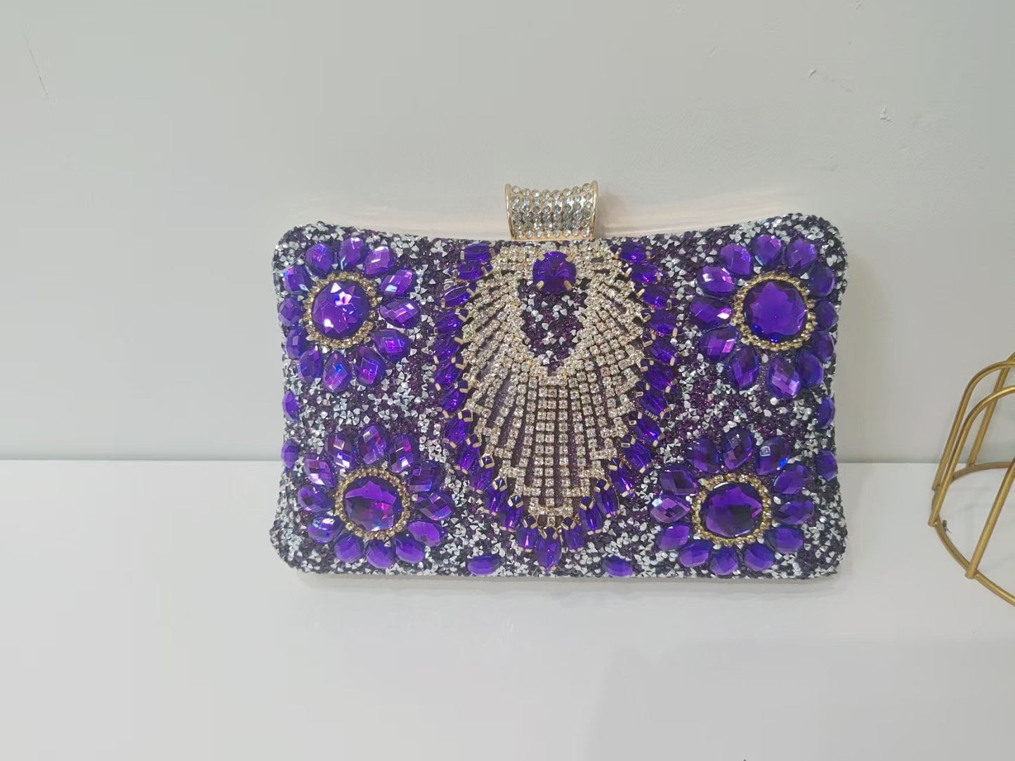 Women's Diamond Black Gem Pearl Rhinestone Cheongsam Handbags