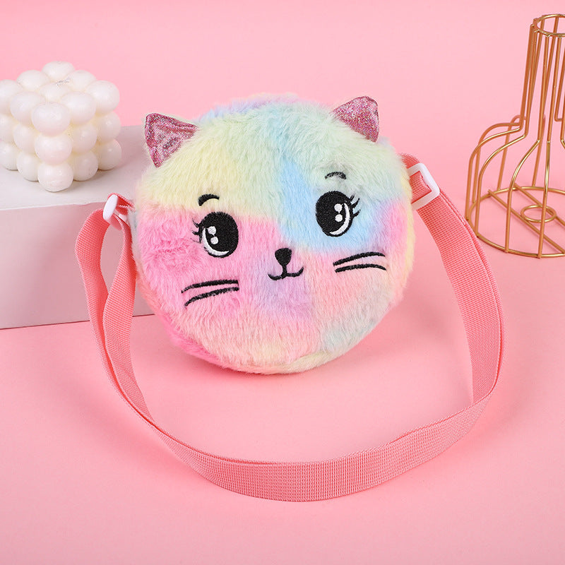 Women's & Men's Korean Cartoon Cute Plush Cat Storage Women's Messenger Bag