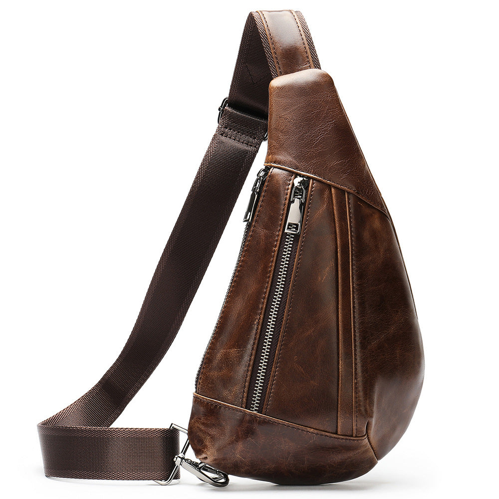 Men's Leather First Layer Trendy Large Capacity Men's Chest Bags