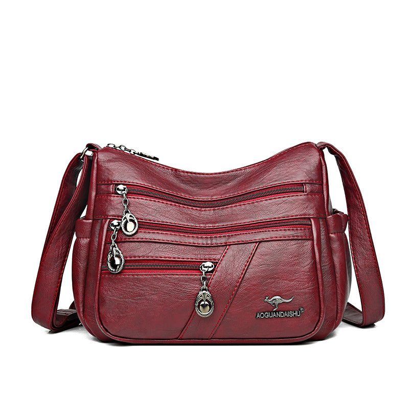 Women's For Mom Soft Leather Textured Simple Women's Messenger Bag