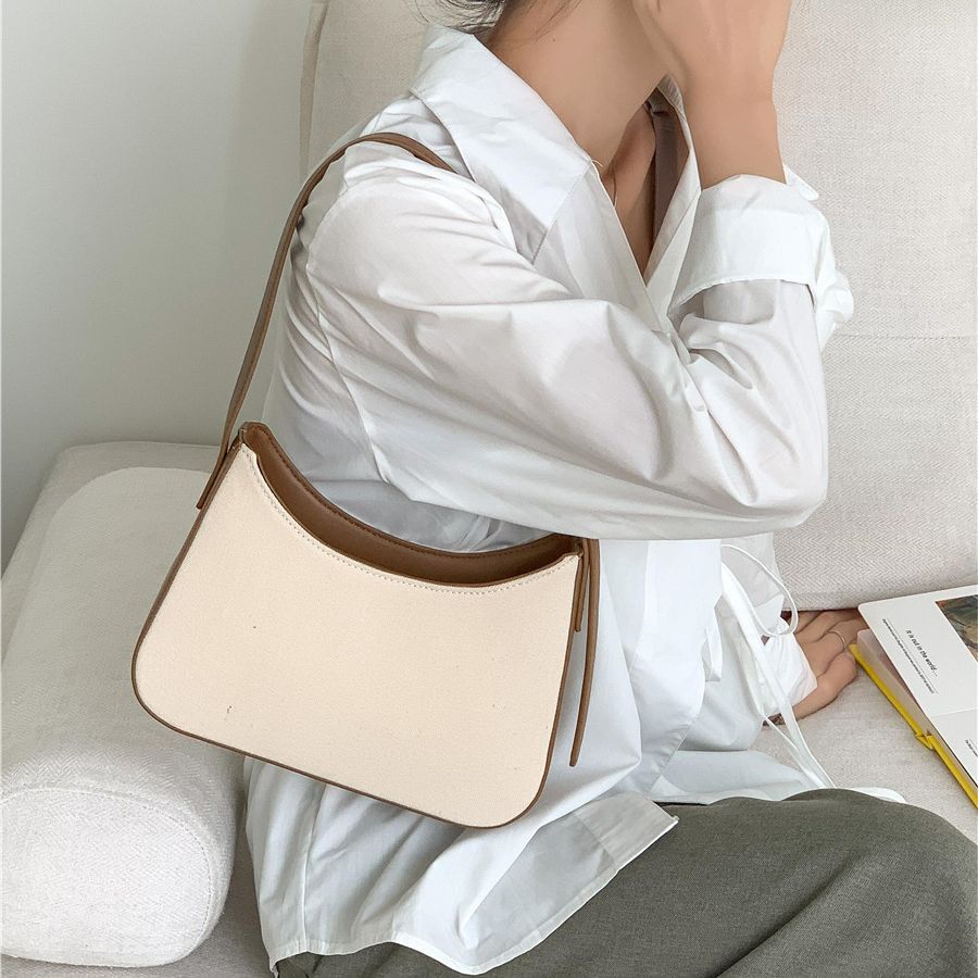 Women's Fashion Portable Underarm High-grade Leather Stitching Shoulder Bags