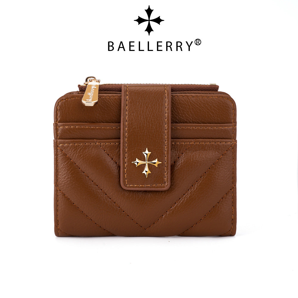 Women's Short Simple Minority Cruciate Flower Hasp Ladies Wallet