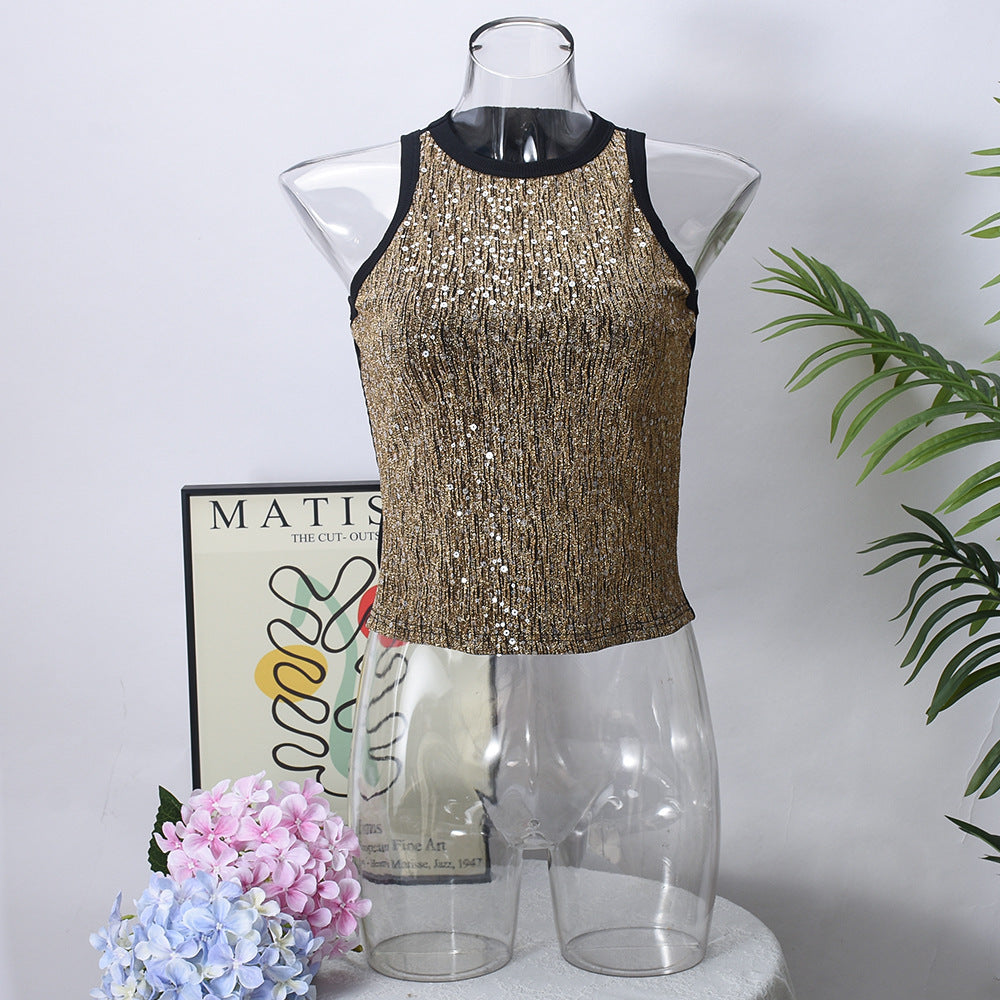 Women's Sexy Navel Midriff Outfit Color Matching Tops