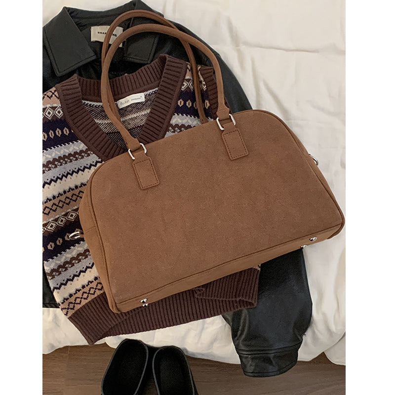 Women's Design Portable Commuter Suede Bowling Large Armpit Bags