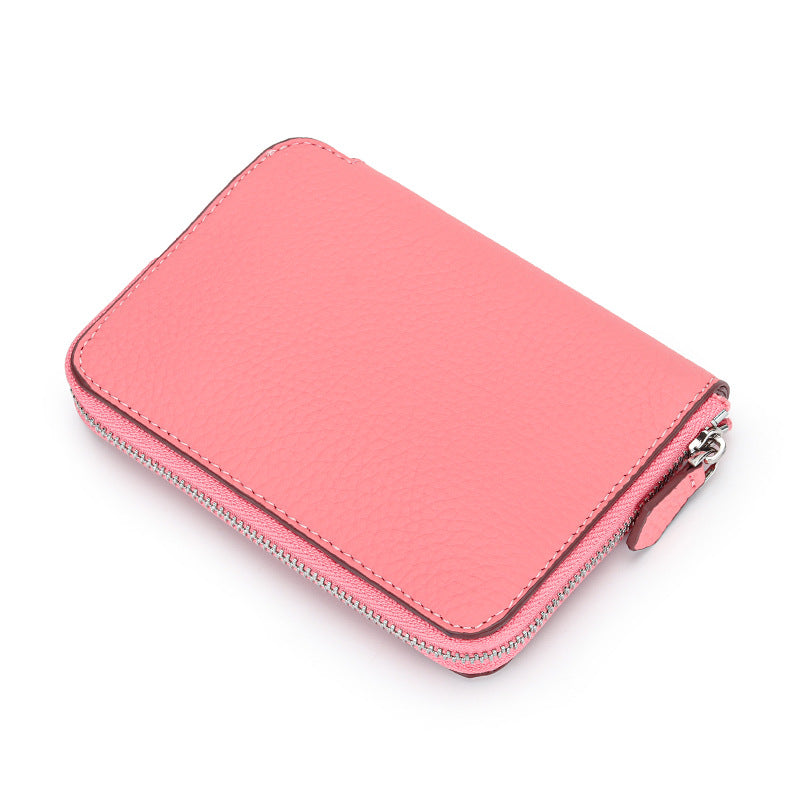 Women's Full Soft Leather Short Zipper License Ladies Wallets