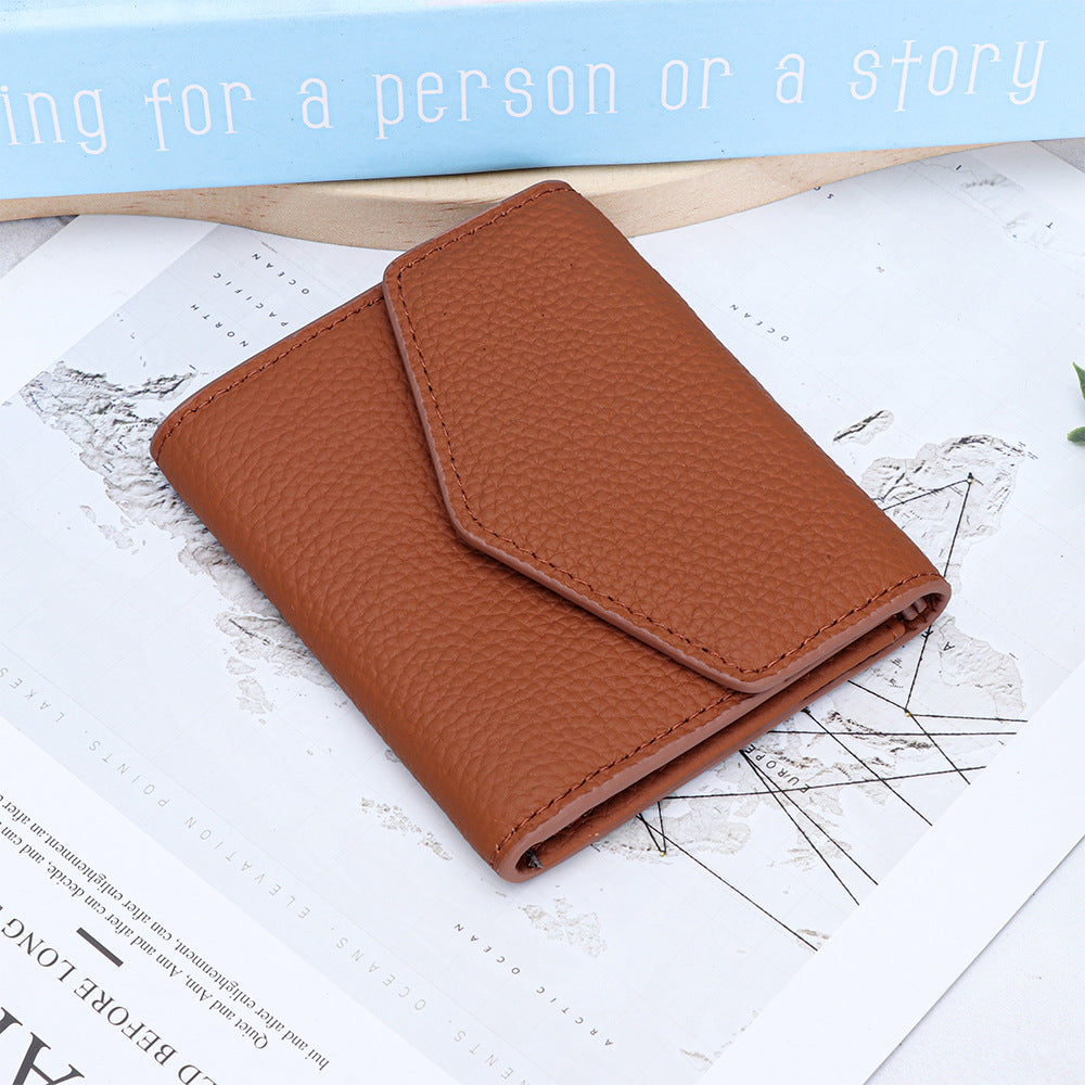 Versatile Women's Leather Short Folding Storage Ladies Wallet