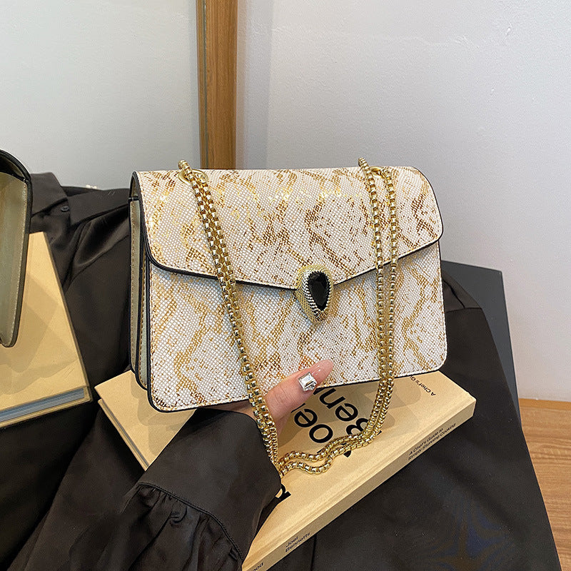 Comfortable Women's Snake Pattern Vintage Chain Women's Messenger Bag