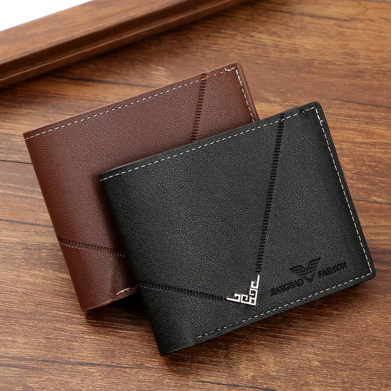 Men's Youth Simple Fashion Plain Horizontal Vertical Men's Wallet