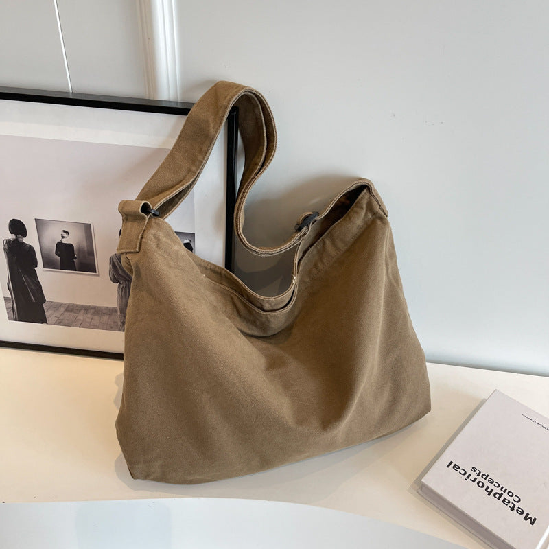 Women's Washed Canvas Retro Solid Color Simple Backpacks
