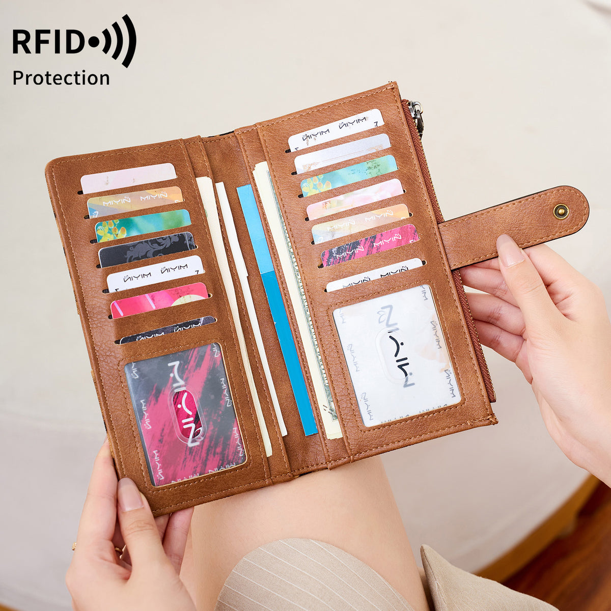Women's Swiping Retro Large Capacity Long Multiple Slots Fashion Ladies Wallet