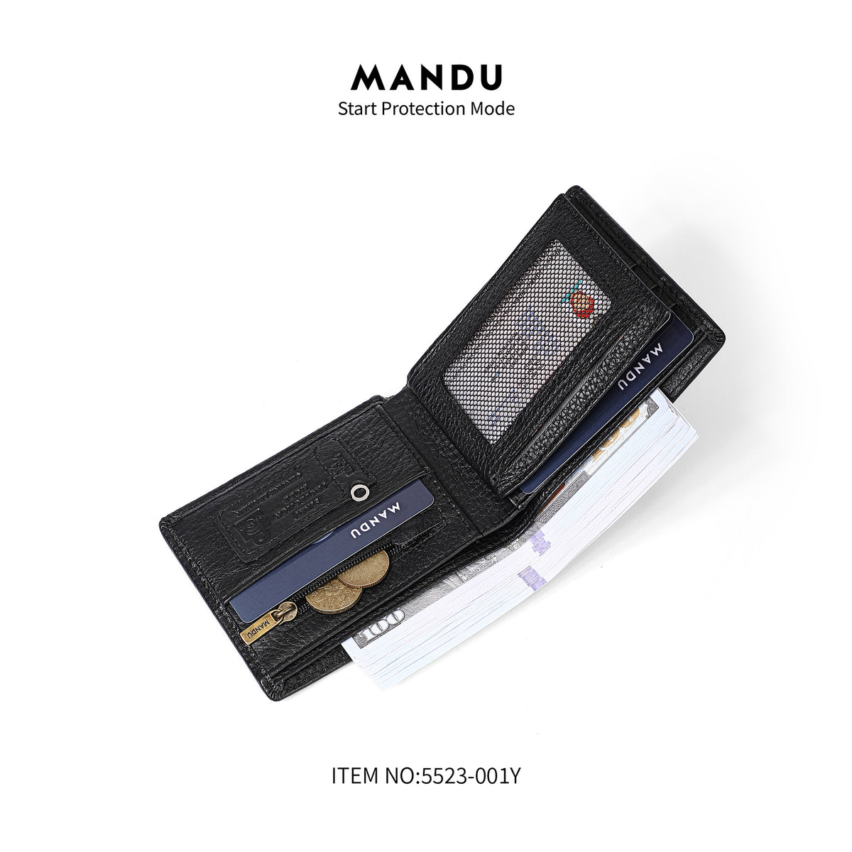 Men's Leather Ultra Light Multifunctional Polyester Swiping Multiple Slots Large Men's Wallet