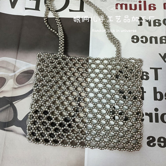 Electroplated Bead Sier Fashion Beaded Pearl Shoulder Bags
