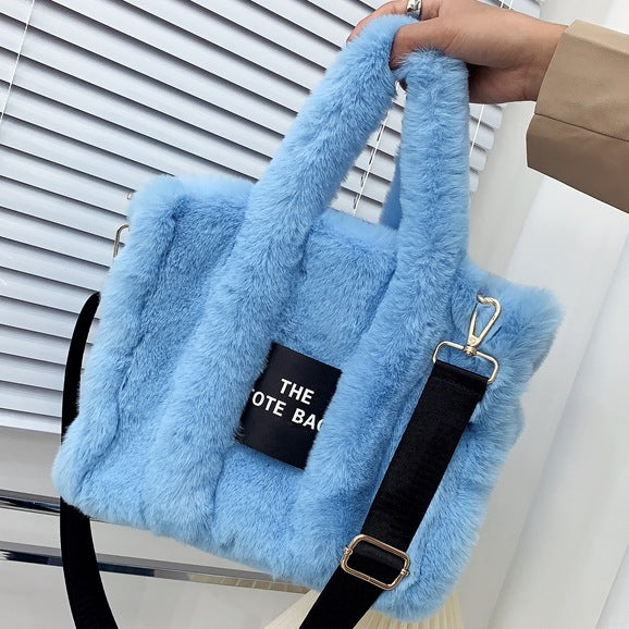Women's Faux Fur Plush Shopping Commuter Bags
