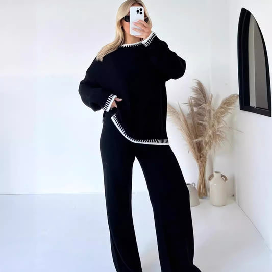 Women's Fashion Solid Color Casual Loose Two-piece Suits