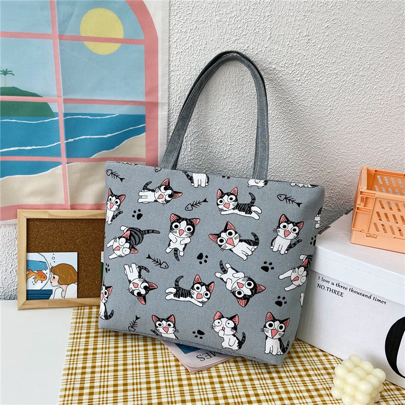Women's Canvas Large Capacity Printed Korean Style Women's Shoulder Bag
