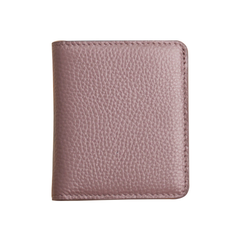 Genuine Leather Swiping Short Multiple Slots Ladies Wallet