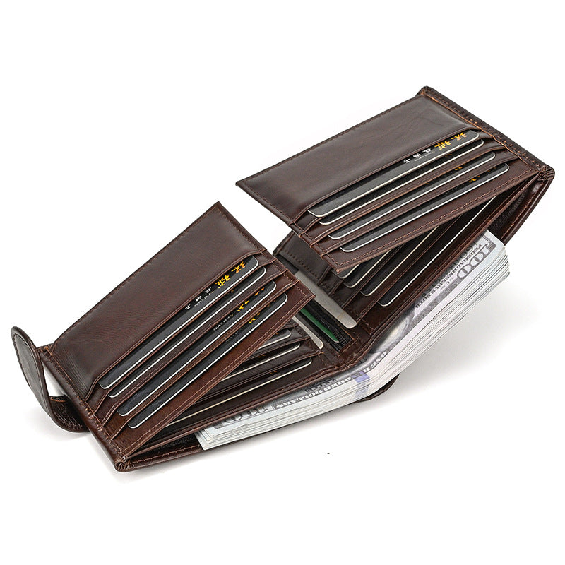 Multiple Slots First Layer Cowhide Oily Bags