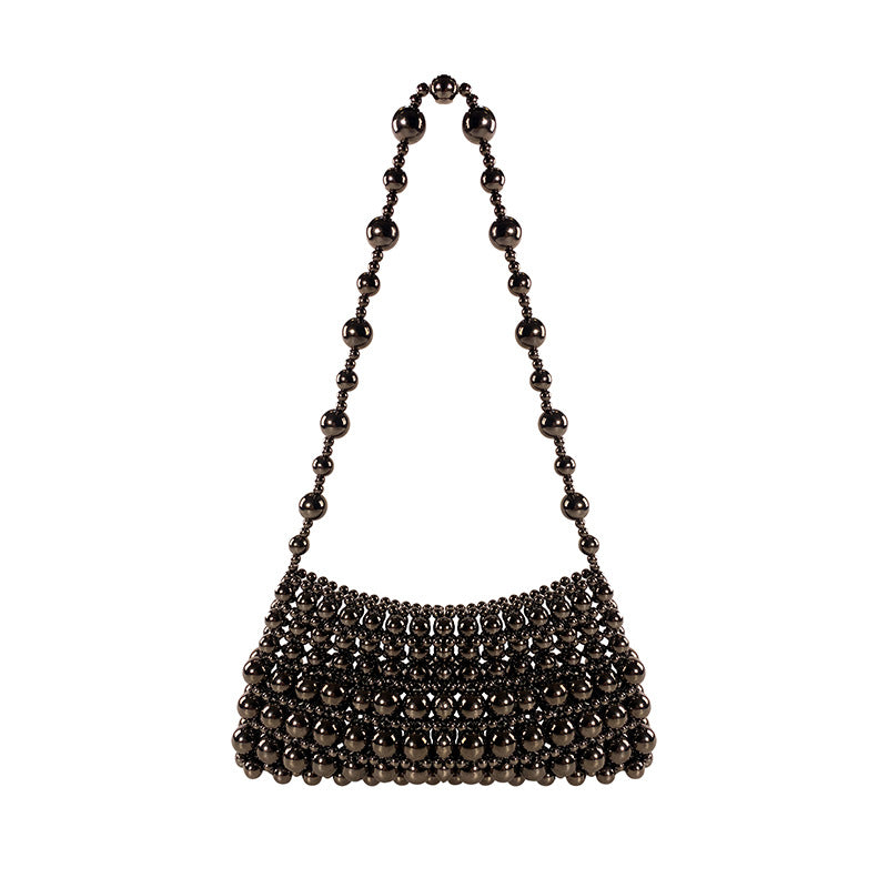 Retro Imitation Pearl Chain Hand-woven Beads Underarm Handbags