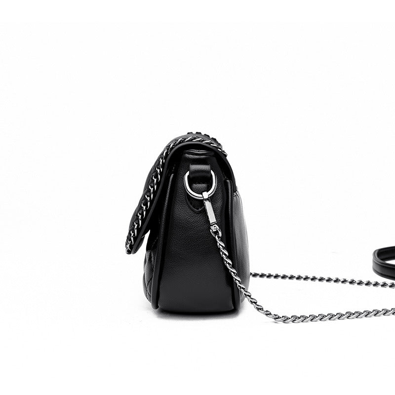 Spring Rhombus Embroidery Chain Soft Leather Shoulder Bags