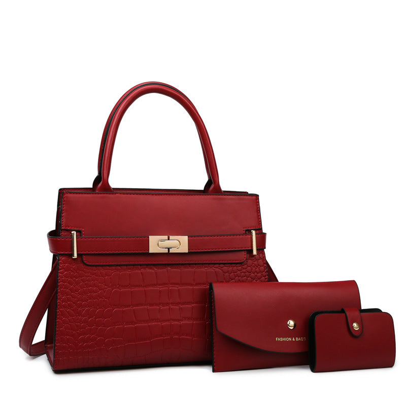 Women's Crocodile Pattern Temperament Large Capacity Combination Mother Handbags