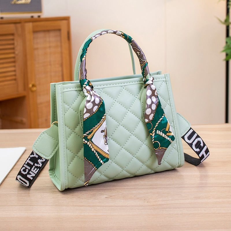 Women's Rhombus Embroidered Silk Scarf Girdle Letter Women's Messenger Bag