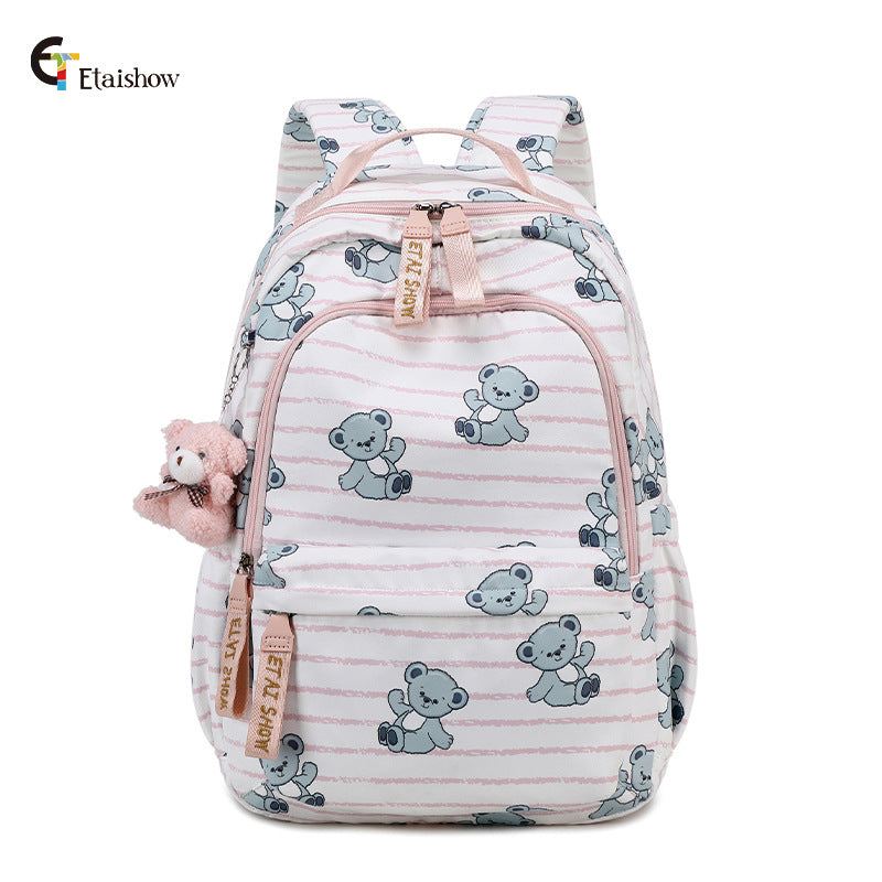 Women's For Junior Cute Cat Print Large Backpacks