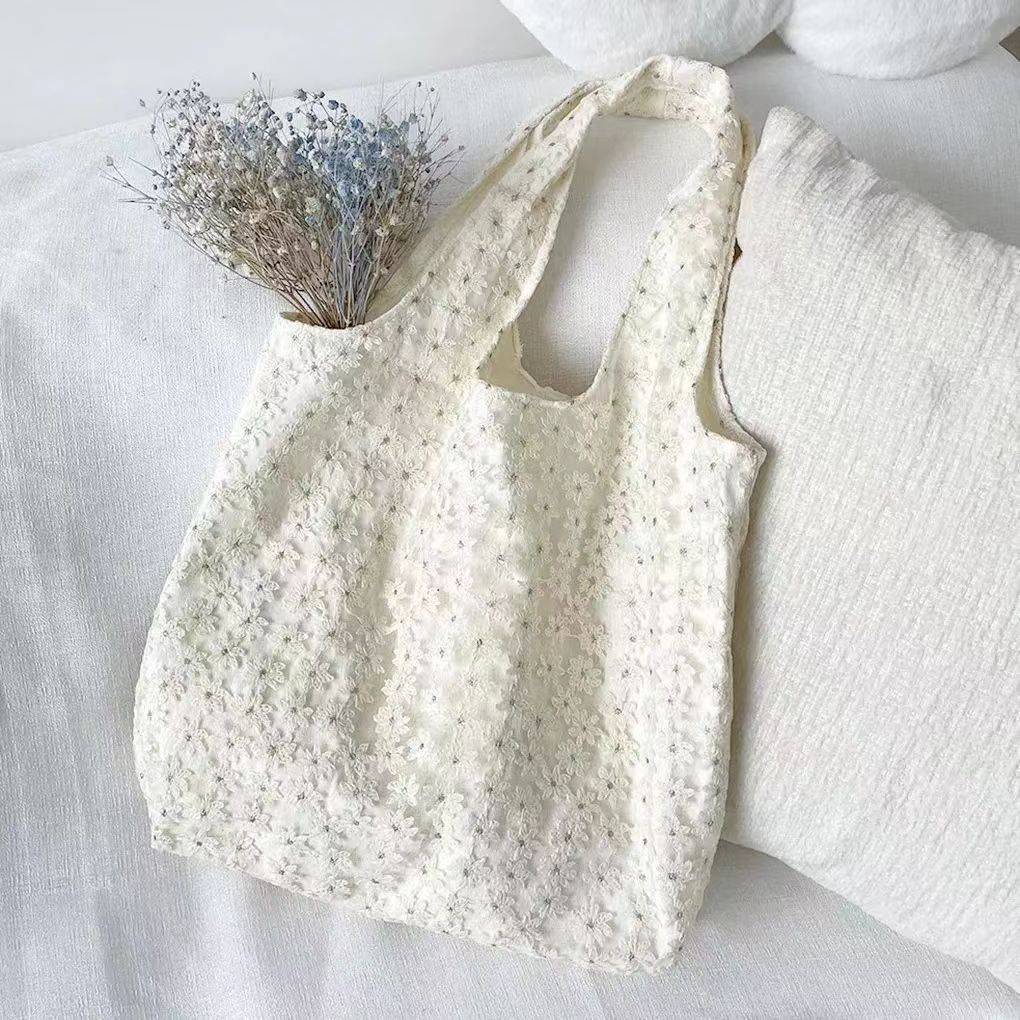 Mesh Flower Summer Large Capacity Female Fairy Style Three-dimensional Bags
