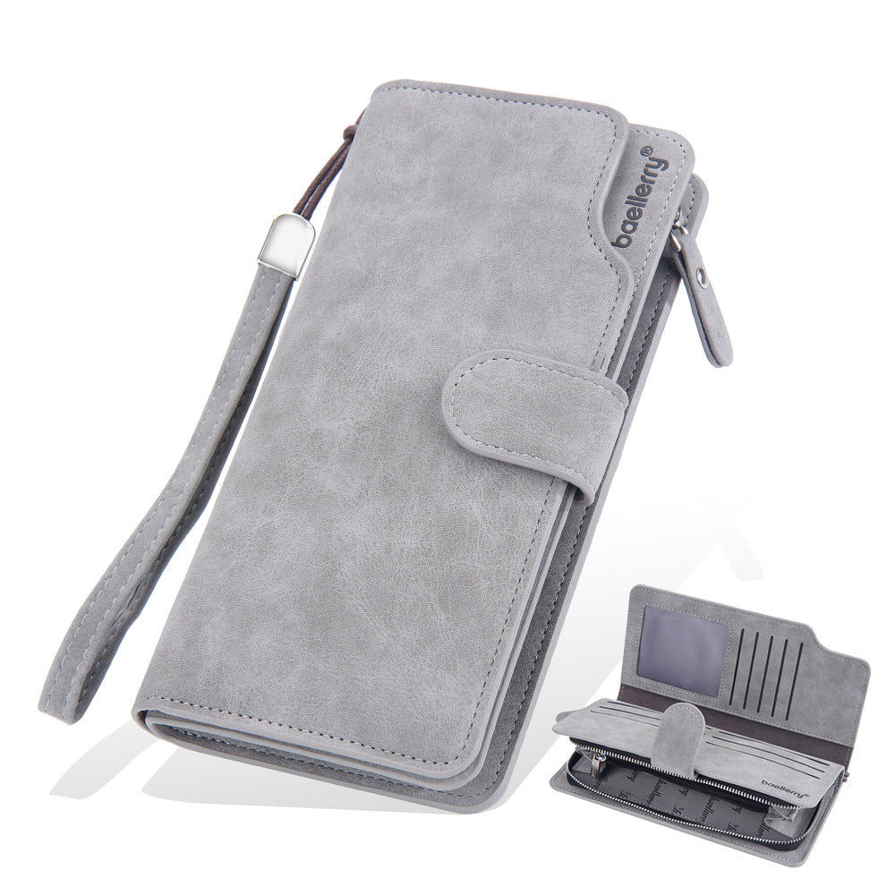 Men's Long Zipper Clutch Retro Dull Polish Bags