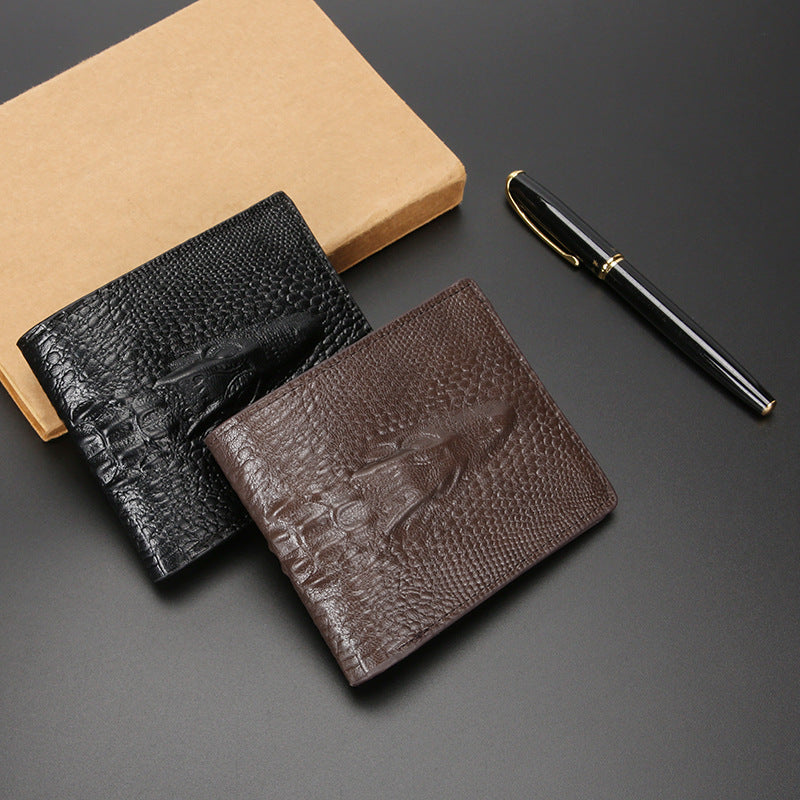 Men's Short Crocodile Pattern Thin Retro Men's Wallet