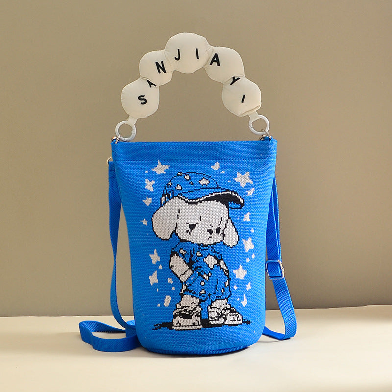 Women's Korean Style Knitted Cute Cartoon Unique Dopamine Flying Women's Handbag