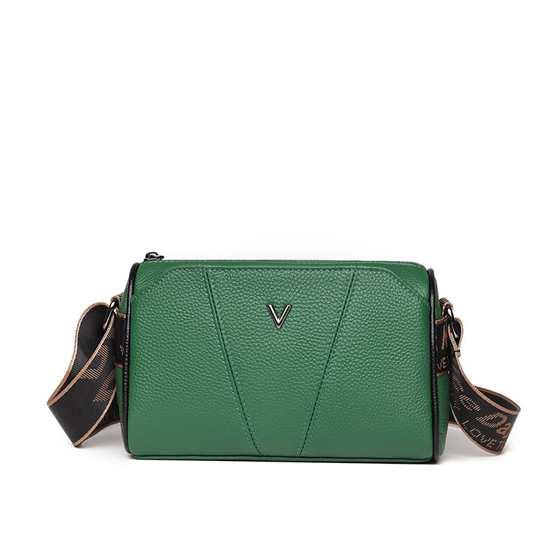 Women's Genuine Leather Fashionable Stitching Soft Large Capacity First Layer Shoulder Bags