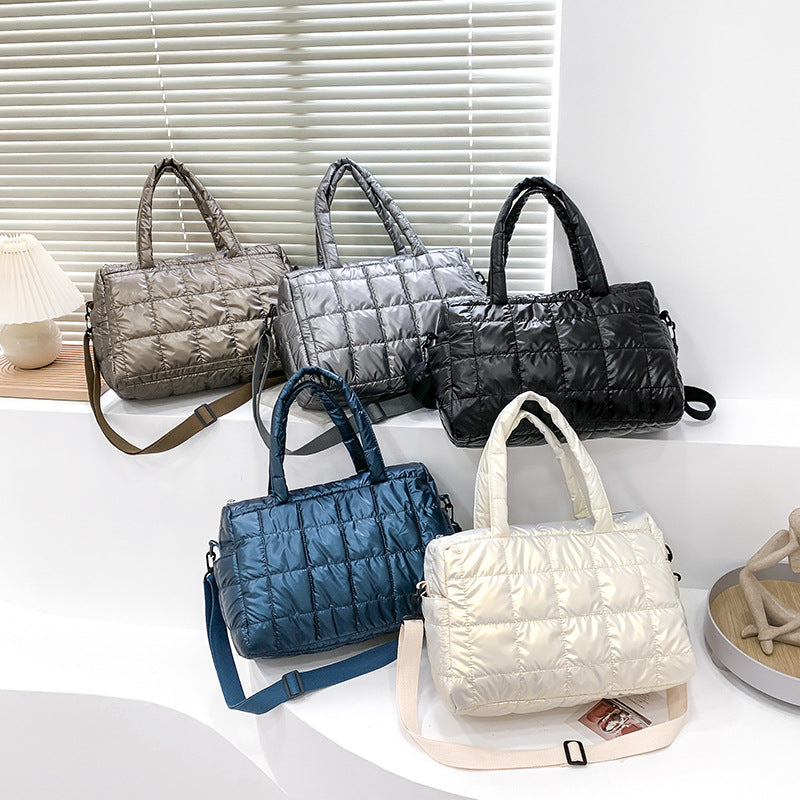 Korean Down Fashion Rhombus Winter Cotton Women's Shoulder Bag