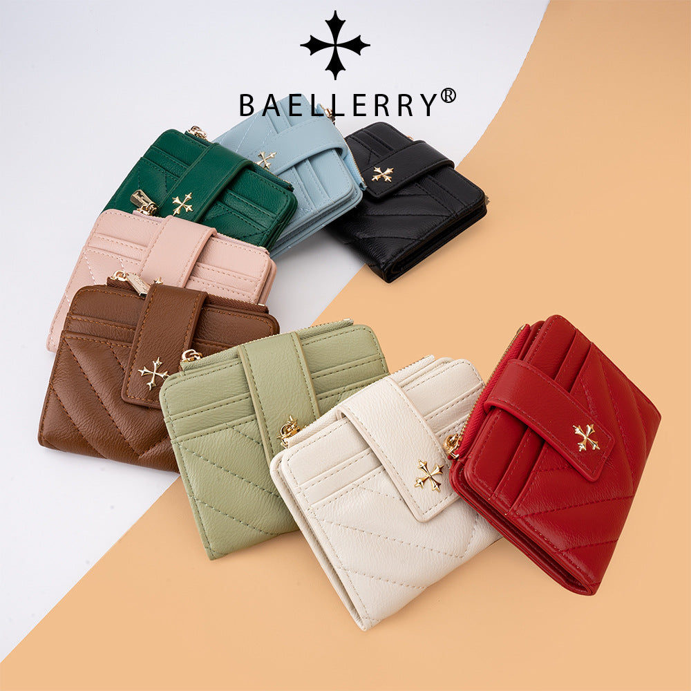 Women's Short Simple Minority Cruciate Flower Hasp Ladies Wallet